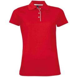 Damska Sportowa Koszulka Polo Performer. Czerwone t-shirty sportowe SOL'S, s, bez wzorów, bez ramiączek. Za 81.99 zł.