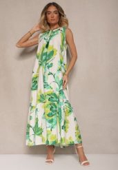 Zielona Sukienka z Wiskozą w Kwiaty Liorissa. Zielone sukienki Renee, na imprezę, l, z aplikacjami, z wiskozy, eleganckie, bez kołnierzyka, bez ramiączek, maxi. W wyprzedaży za 75.99 zł.