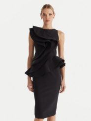 Babylon Sukienka koktajlowa MF0214 Czarny Slim Fit. Czarne sukienki Babylon, bez wzorów, z syntetyku, wizytowe, bez kołnierzyka, bez ramiączek. Za 1,919.00 zł.