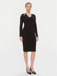 KARL LAGERFELD Sukienka koktajlowa 240W1331 Czarny Regular Fit. Czarne sukienki KARL LAGERFELD, xs, bez wzorów, z wiskozy, wizytowe, bez kołnierzyka, bez ramiączek. Za 739.99 zł.