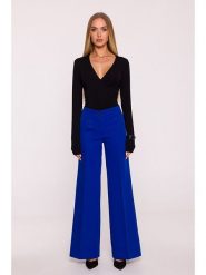 Made of emotion Spodnie w kolorze niebieskim rozmiar: L. Niebieskie spodnie materiałowe Made Of Emotion, bez wzorów, z materiału, z podwyższonym stanem. Za 223.46 zł.