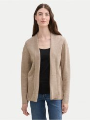 Tom Tailor Kardigan 1042994 Beżowy Regular Fit. Brązowe swetry Tom Tailor, xl, bez wzorów, z syntetyku, bez ramiączek. Za 179.99 zł.