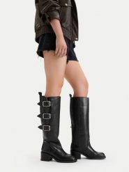 G-Star Raw Kozaki EO-GUNES-4772-25 Czarny. Czarne kozaki G-Star, bez wzorów, ze skóry, retro, bez obcasa, na słupku, bez zapięcia. Za 699.99 zł.
