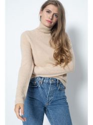 Perfect Cashmere Kaszmirowy golf "Ashley" w kolorze beżowym rozmiar: XL. Brązowe swetry Perfect Cashmere, xl, bez wzorów, z kaszmiru, bez ramiączek. Za 308.18 zł.