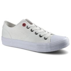 Trampki damskie Cross Jeans, sznurowany fason niska cholewka cholewka z wytrzymałego materiału tekstylnego klasyczny gumowy nosek płaska elastyczna p. Białe trampki Cross Jeans, bez wzorów, z gumy, klasyczne, przed kostkę, bez zapięcia. Za 92.00 zł.