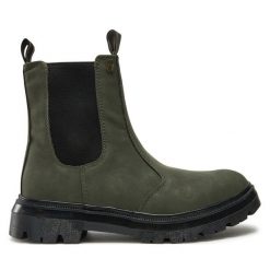 Sztyblety Wrangler. Zielone botki Wrangler, bez wzorów, bez obcasa, na płaskiej podeszwie, bez zapięcia. Za 199.99 zł.