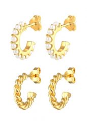 Elli Damski zestaw Kreole Perły Sznurek w pozłacanym srebrze 925 Sterling Silver Kolczyki 1 ct. Szare kolczyki Elli, z perłą, pozłacane. Za 333.99 zł.