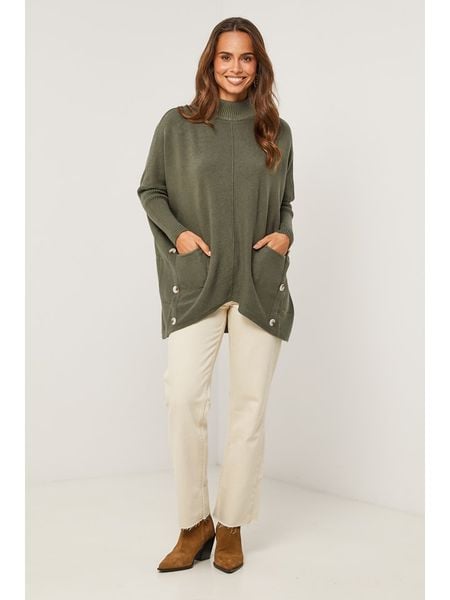 Soft Cashmere Sweter w kolorze khaki rozmiar: 38/40. Brązowe swetry Soft Cashmere, bez wzorów, klasyczne, bez ramiączek. Za 118.28 zł.