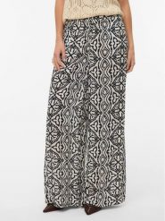 Vero Moda Spodnie materiałowe Menny 10282478 Beżowy Wide Leg. Brązowe spodnie materiałowe Vero Moda, bez wzorów, z materiału. Za 169.99 zł.