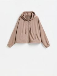 Bluza z kapturem - beżowy. Brązowe bluzy Reserved, l, bez wzorów, z bawełny, bez ramiączek, z kapturem. Za 119.99 zł.