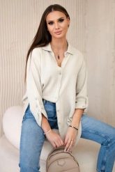 Koszula bawełniana muślinowa oversize ciemno beżowa. Brązowe koszule Kesi Włoski, l, bez wzorów, z bawełny, eleganckie, bez kołnierzyka, bez ramiączek. Za 179.81 zł.