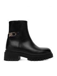 Nine West Botki CEO-LAYLA-01 Czarny. Czarne botki Nine West, bez wzorów, z materiału, bez obcasa, na płaskiej podeszwie, bez zapięcia. Za 279.99 zł.