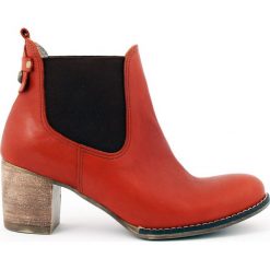 Sztyblety na słupku - skóra naturalna - model 455 - kolor brąz. Brązowe botki Zapato, bez wzorów, ze skóry, biznesowe, bez obcasa, na obcasie, bez zapięcia. Za 409.00 zł.