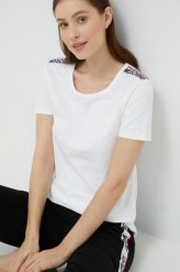 Moschino Underwear t-shirt damski kolor biały. Czarne t-shirty Moschino Underwear, l, bez wzorów, z dzianiny, bez kołnierzyka, bez ramiączek. W wyprzedaży za 309.99 zł.