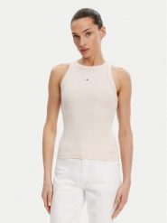 Calvin Klein Jeans Top J20J225302 Różowy Slim Fit. Czerwone topy Calvin Klein Jeans, l, bez wzorów, z bawełny, bez kołnierzyka, bez ramiączek. Za 89.99 zł.