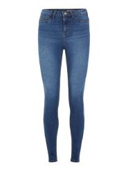 Noisy may Dżinsy "Nmcallie" - Skinny fit - w kolorze niebieskim rozmiar: W27/L30. Niebieskie jeansy Noisy May, l, z aplikacjami, ze skóry, klasyczne, z podwyższonym stanem. Za 79.21 zł.