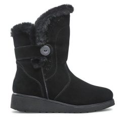 Botki Skechers. Czarne botki Skechers, bez wzorów, bez obcasa, na płaskiej podeszwie, bez zapięcia. Za 339.99 zł.