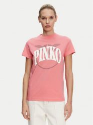 PINKO T-Shirt 101752 A2CT N55 Różowy Regular Fit. Czerwone t-shirty Pinko, s, bez wzorów, z bawełny, bez kołnierzyka, bez ramiączek. Za 309.99 zł.