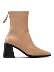 DeeZee Botki ZALY30747-1 Beżowy. Brązowe botki DeeZee, bez wzorów, ze skóry, bez obcasa, na słupku, bez zapięcia. Za 159.99 zł.