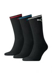 Skarpety Puma Sport Crew Stripe 3Pack czarne. Czarne skarpetki Puma, bez wzorów, z bawełny. Za 46.99 zł.