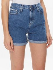 Calvin Klein Jeans Szorty jeansowe Mom Short J20J222801 Niebieski Mom Fit. Niebieskie szorty Calvin Klein Jeans, bez wzorów, z bawełny. Za 159.99 zł.