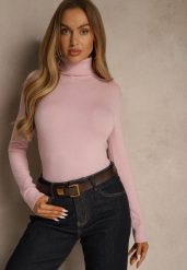 Różowy Golf z Bawełną w Klasycznym Stylu Reiredia. Czerwone swetry Renee, bez wzorów, z bawełny, klasyczne, bez ramiączek. Za 49.99 zł.