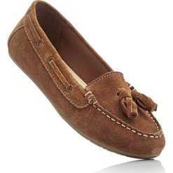 Mokasyny skórzane bonprix koniakowy. Baleriny marki bonprix. Za 169.99 zł.