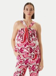 Morgan Bluzka 261-OMARIA Różowy Regular Fit. Czerwone bluzki Morgan, bez wzorów, z wiskozy, bez kołnierzyka, bez ramiączek. Za 249.99 zł.