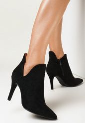 Czarne Botki na Szpilce z Wyciętym Bokiem Secu. Czarne botki Born2be, bez wzorów, z jeansu, eleganckie, bez obcasa, na obcasie, bez zapięcia. W wyprzedaży za 142.49 zł.