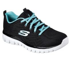 Obuwie treningowe Kobieta Skechers Graceful-Get Connected czarny. Czarne buty treningowe Skechers, na lato, bez wzorów, z materiału, bez zapięcia, na fitness i siłownię. Za 257.55 zł.