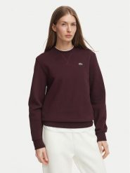 Lacoste Bluza SF5245 Bordowy Regular Fit. Czerwone bluzy bez kaptura Lacoste, bez wzorów, z bawełny, bez kaptura. Za 679.99 zł.