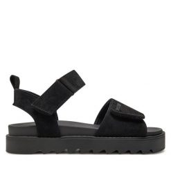 Sandały Big Star Shoes. Czarne sandały BIG STAR SHOES, bez wzorów, retro, bez obcasa, na płaskiej podeszwie, bez zapięcia. Za 179.99 zł.