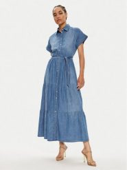 ViCOLO Sukienka jeansowa TB2665 Granatowy Regular Fit. Niebieskie sukienki ViCOLO, s, bez wzorów, z bawełny, bez kołnierzyka, bez ramiączek. Za 289.99 zł.