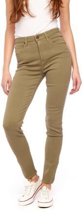 LEE Scarlett Ultra HiGH LICHEN GREEN L30LMY82 112106508. Zielone spodnie materiałowe Lee, bez wzorów, z materiału. Za 199.99 zł.