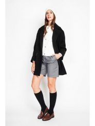 ASSUILI Płaszcz przejściowy w kolorze czarnym rozmiar: 38. Czarne płaszcze Assuili, bez wzorów, z wełny, klasyczne, bez kaptura. Za 413.99 zł.