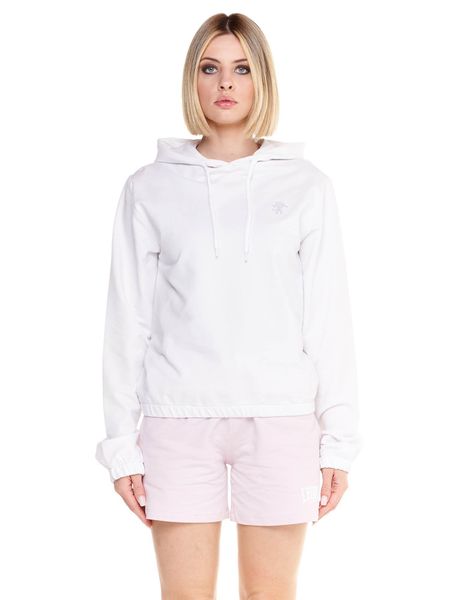 Elegancka krótka bluza bokserska z kapturem. Białe bluzy LEONE 1947 APPAREL, m, bez wzorów, z bawełny, eleganckie, bez ramiączek, z kapturem. Za 126.26 zł.