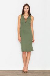 Zielona Sukienka Midi ze Sznurowaniem przy Dekolcie. Zielone sukienki Figl, na imprezę, l, bez wzorów, z bawełny, bez kołnierzyka, bez ramiączek, midi. Za 259.00 zł.