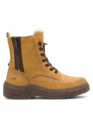 Mustang Botki 1436-604 Żółty. Żółte botki Mustang, bez wzorów, ze skóry, bez obcasa, na płaskiej podeszwie, bez zapięcia. Za 265.99 zł.