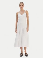 DKNY Sukienka letnia P5JNCD88 Écru Regular Fit. Sukienki DKNY, xs, bez wzorów, ze lnu, bez kołnierzyka, bez ramiączek. Za 649.99 zł.