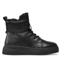 Botki JENNY. Czarne botki Jenny, bez wzorów, bez obcasa, na płaskiej podeszwie, bez zapięcia. Za 119.99 zł.