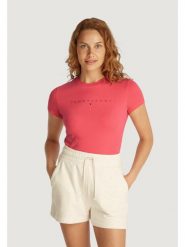 Tommy Jeans T-Shirt Tonal Linear DW0DW20315 Różowy Slim Fit. Czerwone t-shirty Tommy Jeans, xxs, bez wzorów, z bawełny, bez kołnierzyka, bez ramiączek. Za 119.99 zł.