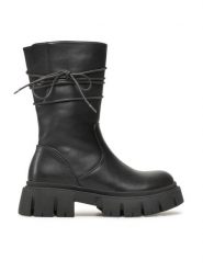 JENNY Botki WS5816-03 Czarny. Czarne botki Jenny, bez wzorów, ze skóry, bez obcasa, na płaskiej podeszwie, bez zapięcia. Za 179.99 zł.