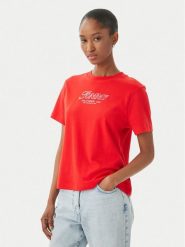 Tommy Hilfiger T-Shirt Logo Interlock WW0WW48707 Czerwony Regular Fit. Czerwone t-shirty Tommy Hilfiger, xs, bez wzorów, z bawełny, bez kołnierzyka, bez ramiączek. Za 209.99 zł.