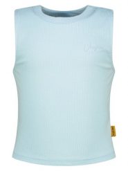 Vingino Top w kolorze błękitnym rozmiar: 92. Niebieskie topy Vingino, bez wzorów, z bawełny, bez kołnierzyka, bez ramiączek. Za 52.99 zł.