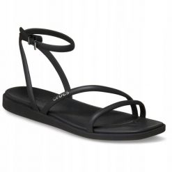 Sandały dla Kobiet Crocs Miami Ankle Strap Sandal. Czarne sandały Crocs, bez wzorów, z materiału, eleganckie, bez obcasa, na obcasie, bez zapięcia. Za 199.99 zł.