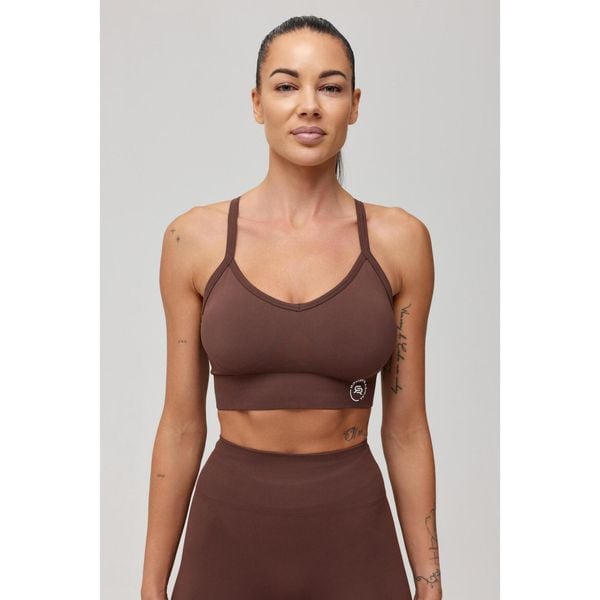 Stanik sportowy bezszwowy Rough Radical Seamless Classic Sports Bra. Brązowe biustonosze sportowe ROUGH RADICAL, bez wzorów, na fitness i siłownię. W wyprzedaży za 111.92 zł.