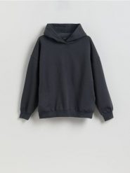 Bluza z nadrukiem na plecach - ciemnoszary. Szare bluzy Reserved, l, bez wzorów, z bawełny, bez ramiączek, bez kaptura. Za 129.99 zł.