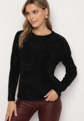 Czarny Klasyczny Sweter z Bawełną Zinvera. Czarne swetry Born2be, l, bez wzorów, z bawełny, eleganckie, bez ramiączek. W wyprzedaży za 55.24 zł.