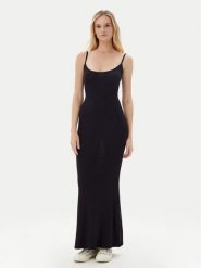 Guess Sukienka letnia O5GK10 KCDA2 Czarny Regular Fit. Czarne sukienki Guess, m, z aplikacjami, z syntetyku, bez kołnierzyka, bez ramiączek. Za 259.99 zł.