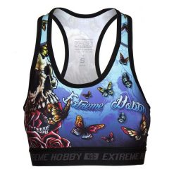 Stanik sportowy fitness siłownia MMA EXTREME HOBBY SKULL 2. Niebieskie biustonosze sportowe EXTREME HOBBY, bez wzorów, z elastanu, na fitness i siłownię. Za 129.00 zł.